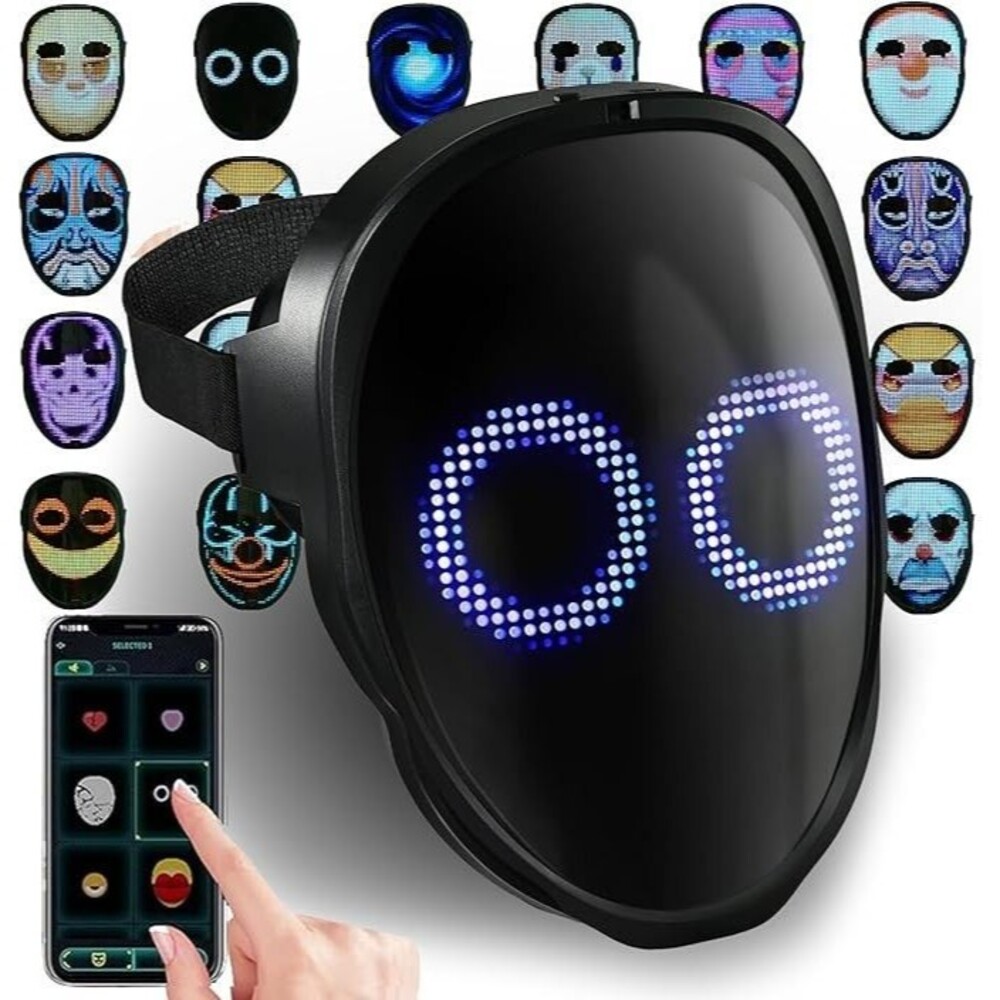 Halloween Face Mask Full Color LED Luminous Face Changing Mask Party Cosplay NEW